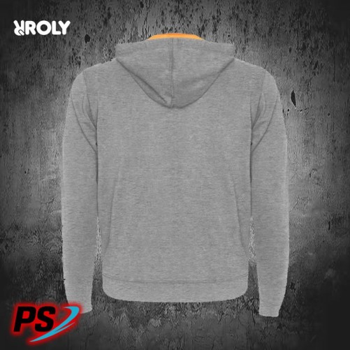 SUDADERA CON CAPUCHA ROLY FUJI GRIS VIGORÉ / NARANJA FLÚOR