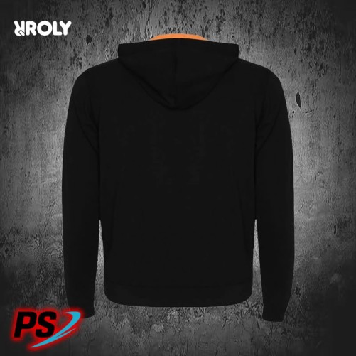 SUDADERA CON CAPUCHA ROLY FUJI NEGRO / NARANJA FLÚOR