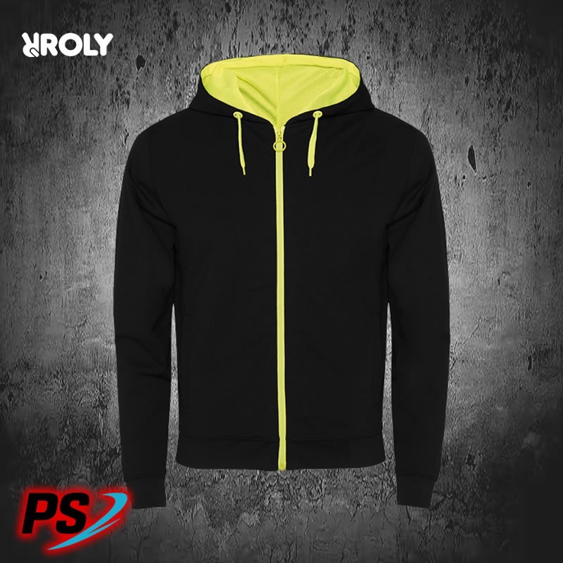SUDADERA CON CAPUCHA ROLY FUJI NEGRO / AMARILLO FLÚOR SUDADERA CON CAPUCHA ROLY FUJI NEGRO / AMARILLO FLÚOR