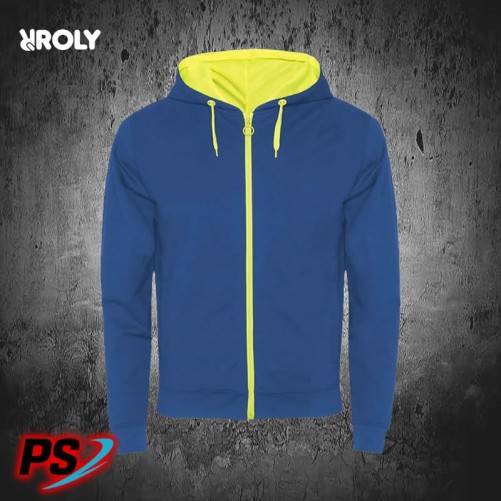 SUDADERA CON CAPUCHA ROLY FUJI AZUL ROYAL / AMARILLO FLÚOR