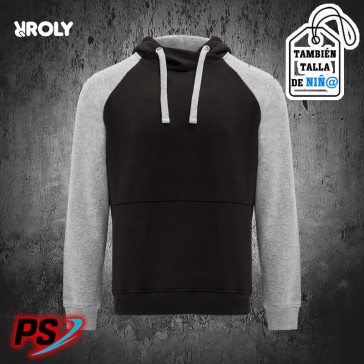SUDADERA CON CAPUCHA ROLY BADET NEGRO / GRIS VIGORÉ
