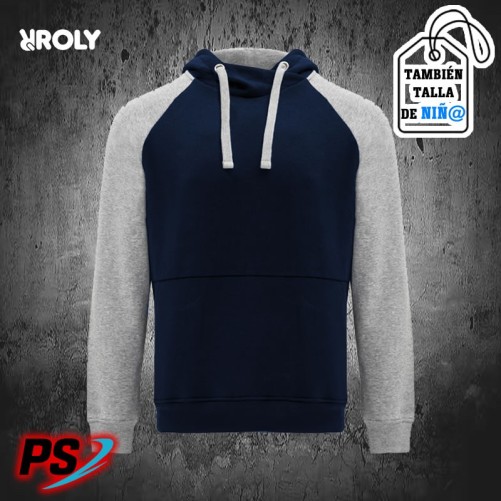 SUDADERA CON CAPUCHA ROLY BADET AZUL MARINO / GRIS VIGORÉ
