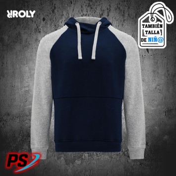 SUDADERA CON CAPUCHA ROLY BADET AZUL MARINO / GRIS VIGORÉ