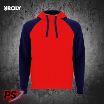 SUDADERA CON CAPUCHA ROLY BADET ROJO / AZUL MARINO
