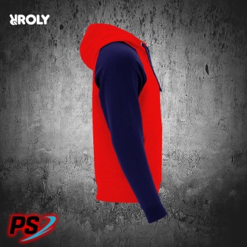 SUDADERA CON CAPUCHA ROLY BADET ROJO / AZUL MARINO