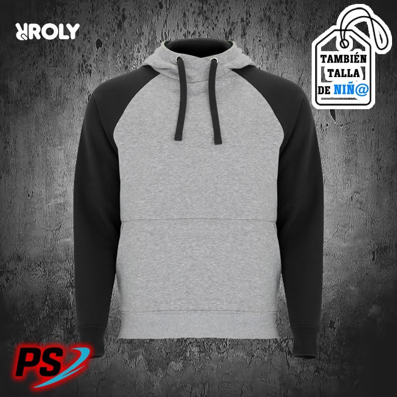 SUDADERA CON CAPUCHA ROLY BADET GRIS VIGORÉ / NEGRO SUDADERA CON CAPUCHA ROLY BADET GRIS VIGORÉ / NEGRO