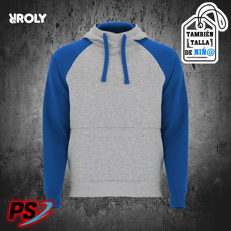 SUDADERA CON CAPUCHA ROLY BADET GRIS VIGORÉ / AZUL ROYAL SUDADERA CON CAPUCHA ROLY BADET GRIS VIGORÉ / AZUL ROYAL