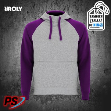 SUDADERA CON CAPUCHA ROLY BADET GRIS VIGORÉ / PÚRPURA