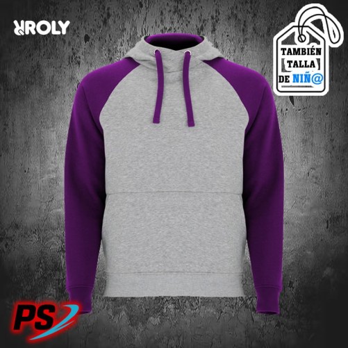 SUDADERA CON CAPUCHA ROLY BADET GRIS VIGORÉ / PÚRPURA