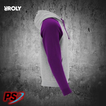SUDADERA CON CAPUCHA ROLY BADET GRIS VIGORÉ / PÚRPURA