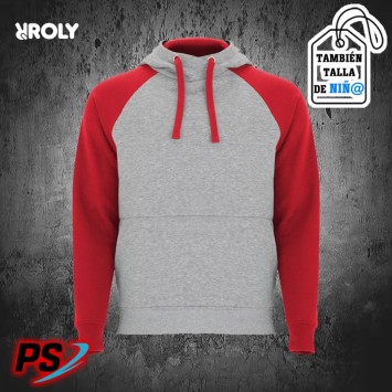 SUDADERA CON CAPUCHA ROLY BADET GRIS VIGORÉ / ROJO