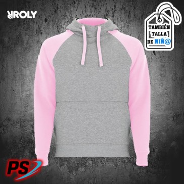 SUDADERA CON CAPUCHA ROLY BADET GRIS VIGORÉ / ROSA CLARO