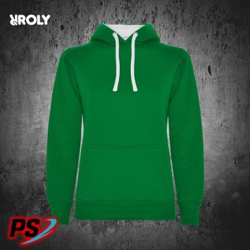 SUDADERA CON CAPUCHA ROLY URBAN WOMAN VERDE KELLY / BLANCO