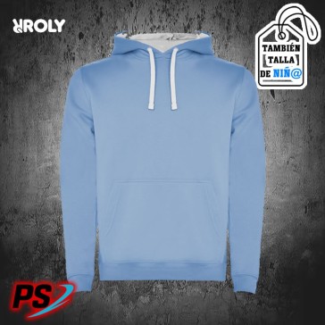 SUDADERA CON CAPUCHA ROLY URBAN AZUL CELESTE / BLANCO