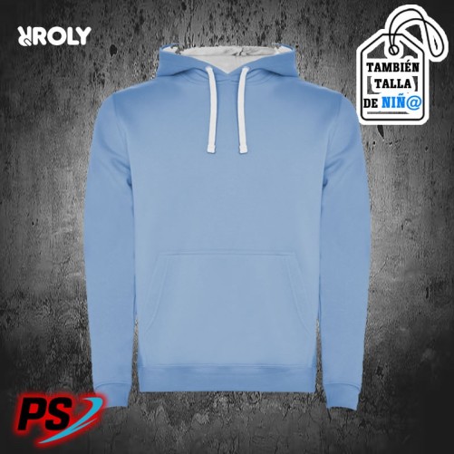 SUDADERA CON CAPUCHA ROLY URBAN AZUL CELESTE / BLANCO