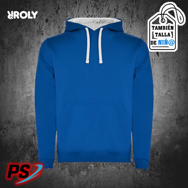 SUDADERA CON CAPUCHA ROLY URBAN AZUL ROYAL / BLANCO