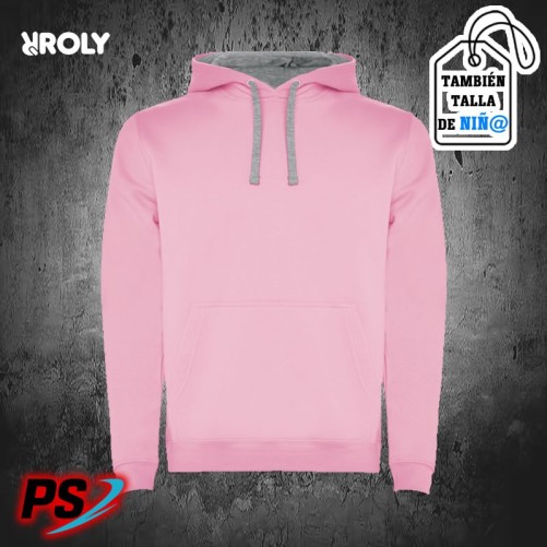 SUDADERA CON CAPUCHA ROLY URBAN ROSA CLARO / GRIS VIGORÉ