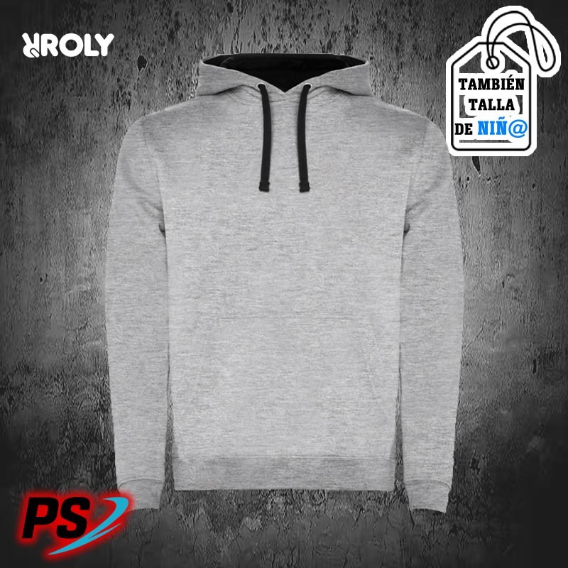 SUDADERA CON CAPUCHA ROLY URBAN GRIS VIGORÉ / NEGRO