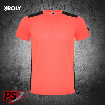 CAMISETA ROLY DETROIT CORAL FLÚOR/NEGRO