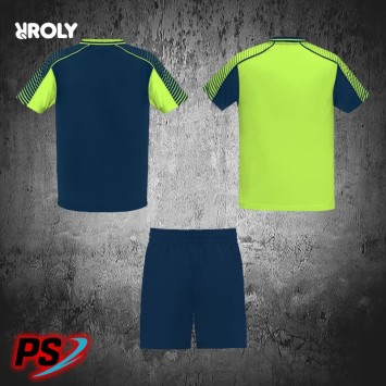 CONJUNTO 2 CAMISETAS Y PANTALÓN ROLY JUVE AZUL MARINO/VERDE FLÚOR