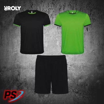 CONJUNTO 2 CAMISETAS Y PANTALÓN ROLY RACING NEGRO/VERDE FLÚOR